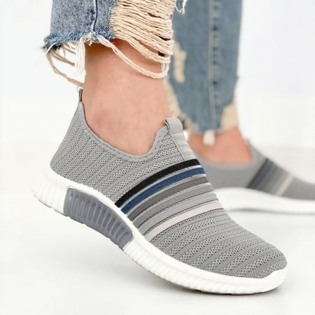 

WMYBD Shoes for Women Women s Fashion Casual Rainbow Slip On Mesh Breathable Sport Sneakers Shoes Gifts for Women