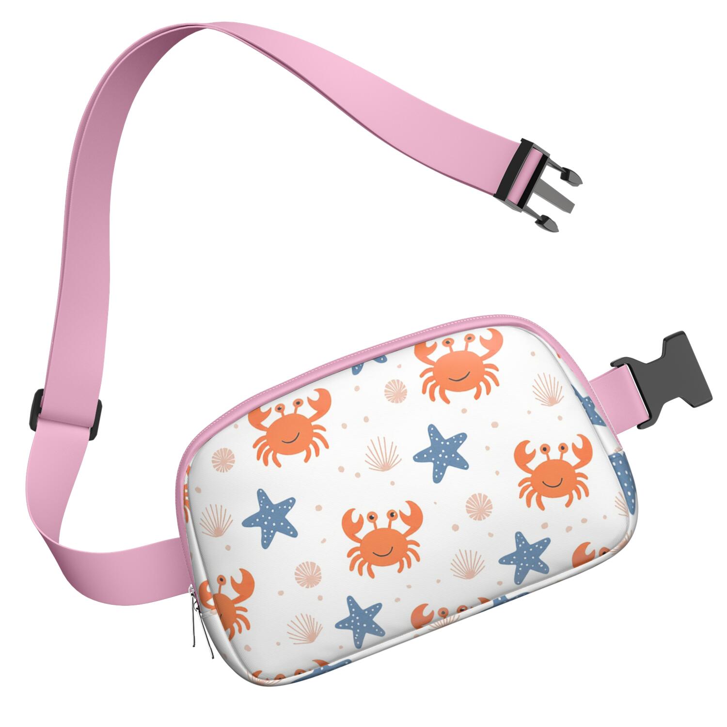 Belt Bag Cute Crossbody Bags for Commuters Stylish Waist Packs Running Workout Hiking Travel Fanny Pack Marine Adorable Crab