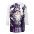 thumbnail image 4 of Mifsaly Christmas Shirts for Women 2025 3/4 Sleeve Crewneck Tunic T-Shirts Xmas Santa Graphic Loose Blouse Festival Party T-Shirt Holiday Fall Winter Outfits 2025, 4 of 6