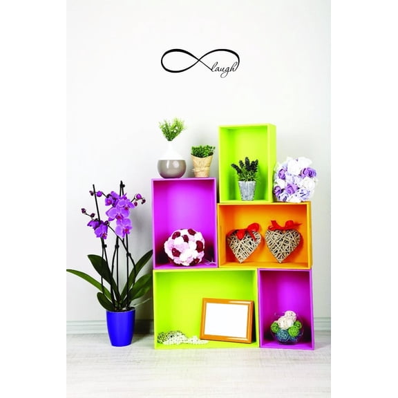 Custom Decals Infinity Laugh Wall Art Size: 16 X 40 Inches Color: Black