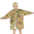 thumbnail image 3 of Cute Boxer Dog and Flowers Florals Blanket Hoodies for Kids 6-13YR Oversize Wearable Blanket Hoodies for Boys Girls Teens, 3 of 7