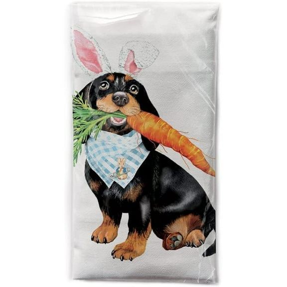 Doxie with Carrot Flour Sack Towel