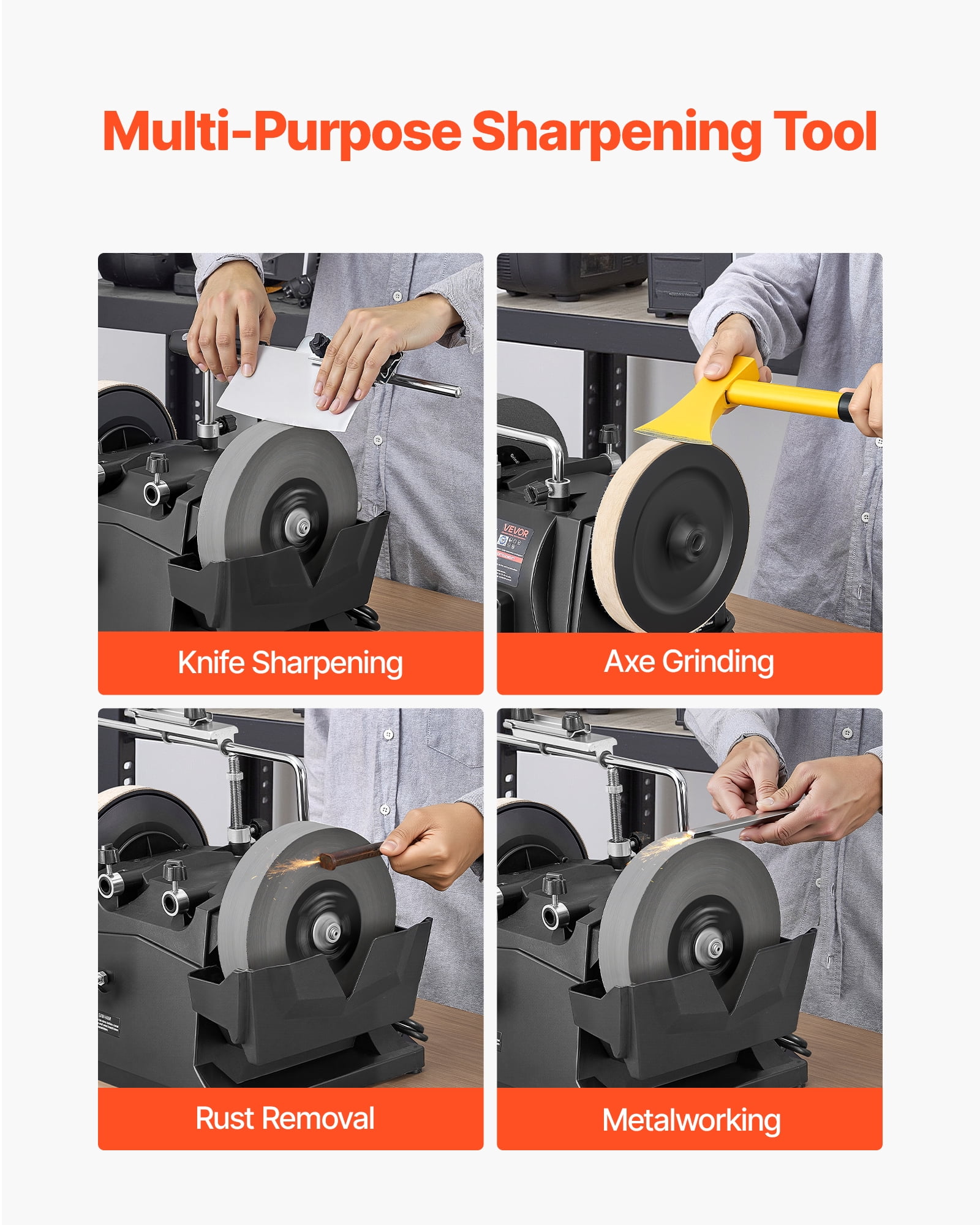 VEVOR 8-Inch Wet Sharpening System, Water-Cooled Knife Grinder Machine with 155 RPM Grinding Speed, Vertical/Horizontal Two-Direction Wet Stone Grinder, Wet Bench Grinder for Knife, Chisel, Knife,Axe