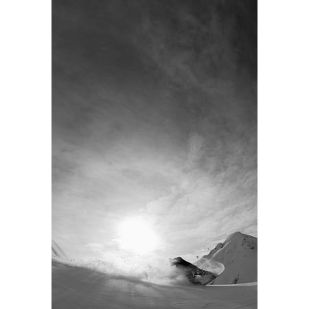 Snowboarding on the snow covered mountains Haines Alaska United States of America Poster Print by Dean Blotto Gray  Design
