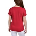 thumbnail image 2 of NY Collection Womens Crepe Knit Basic T-Shirt, Red, Petite, PXL, 2 of 3