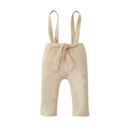 

Chollius Infant Baby Summer Suspender Pants Solid Color Knitting Ribbed Bib Pants Sleeveless Overalls Clothing 0-18 Months