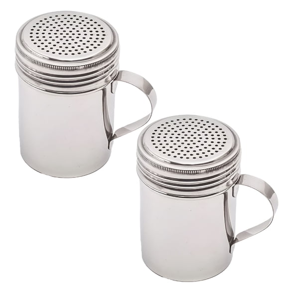 ACDANC 10 oz Metal Dredge Shaker Set with Handle - Salt and Pepper Seasoning Shakers,2 Pack