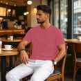 thumbnail image 5 of Mens Shirts Ultra Soft Plain Tshirts for Men Cooling Crew Neck Casual Basic Tee Shirt Undershirt Hot Pink L, 5 of 7