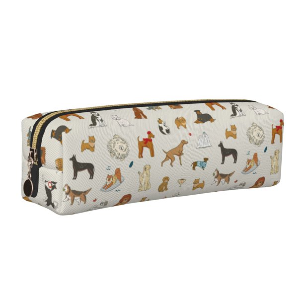 Easygdp Dogs Funny Pets para Estuche de Lápices de Cuero, Estuche de Papelería de Cuero, Estuche de Gran Capacidad con Cremallera