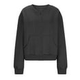 thumbnail image 5 of Womens Zip Up Jacket Cardigan Fall Casual Outwear Cable Knit Long Sleeve Solid Hoodless Bomber Coat with Pockets (2XL, Dark Gray), 5 of 6