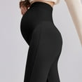 thumbnail image 2 of Womens Maternity Leggings Over The Belly Flared Bell Bottom Yoga Pants Ultra Soft Pregnancy Clothing Trouser (XL, Black), 2 of 6