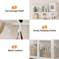 thumbnail image 4 of 72.8" White Narrow Coat Rack with Shoe Storage, 7 Hooks, Hall Tree with Doors, Compact Organizer for Entryway, Bedroom, Mudroom, 4 of 9