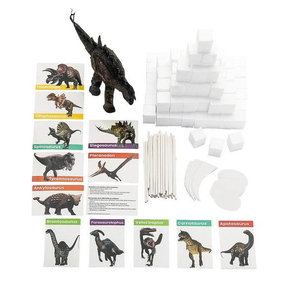 Fun Express 211 Pieces STEM Challenge: Build a Dinosaur Educational Kit - Makes 12