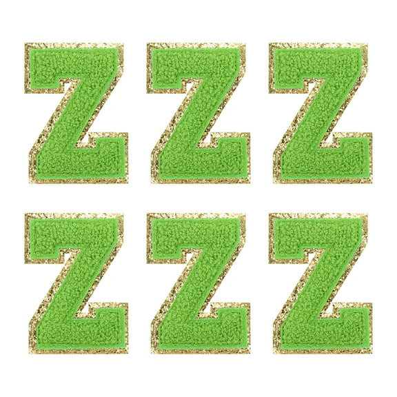 Uxcell Chenille Letter Patches 2.2" Self Adhesive Letter Z Stick on Embroidered Patch Sew on Letter Stickers Applique for Repairing Clothing Jeans Shoes Hats DIY(Green, Pack of 6)