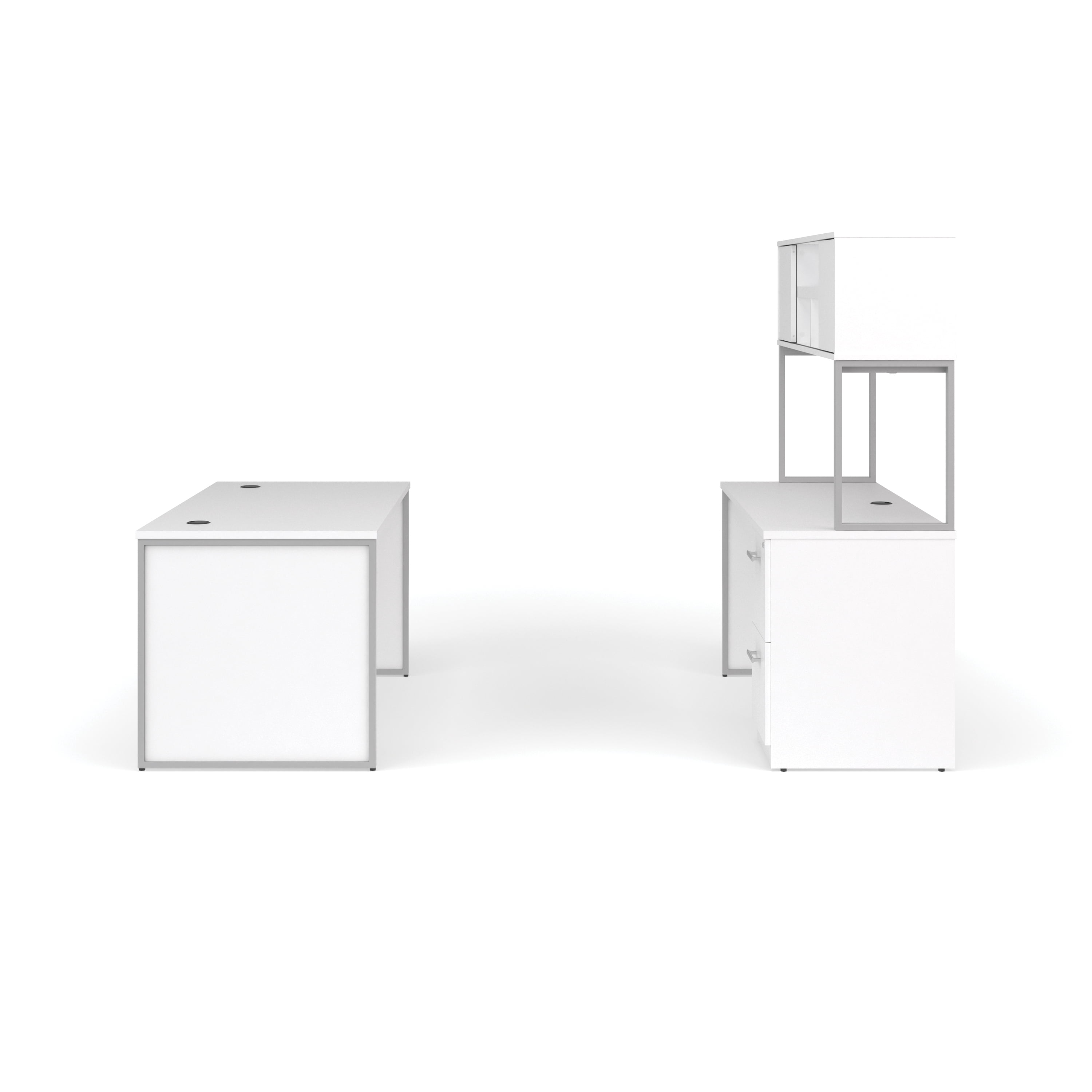 OFM Fulcrum Series Office Furniture Set, 60" Table Desk, 60" Credenza, Lateral 2-drawer Filing Cabinet, Hutch, Modesty Panel, Leg Panels, in Espresso
