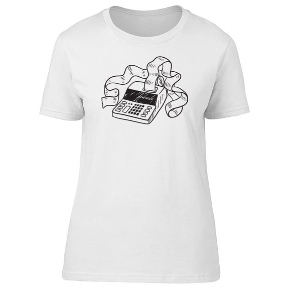 Adding Machine Hand Drawn T-Shirt Women -Image by Shutterstock, Female x-Large