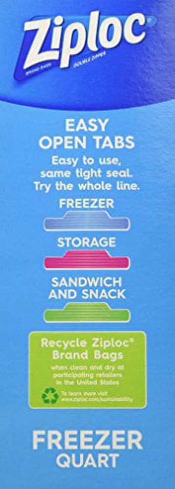 Ziplock Pinch & Seal Zipper Freezer Bags, Quart, 54 Ct 