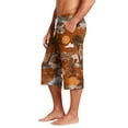 thumbnail image 4 of Men's Casual Hawaiian Printed Drawstring Cropped Shorts, Seven-Inch Length Summer Shorts for Beach, Vacation, and Daily Casual Wear,Ginger,S, 4 of 8