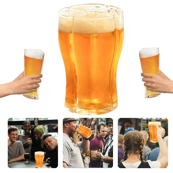 4-in-1 transparent beer glass, acrylic beer glass, separable beer glasses, Super Schooner beer mug shatterproof, portable, for Oktoberfest, bar, restaurant, birthday party