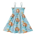 thumbnail image 2 of TTYFWHD Toddler Girls Spaghetti Strap Sundress, 100% Polyester Summer Casual Dress with Elastic Smocked Top, Soft Breathable Beach Dress for Girls 2T-8T Little Mermaids and Seashells, 2 of 8