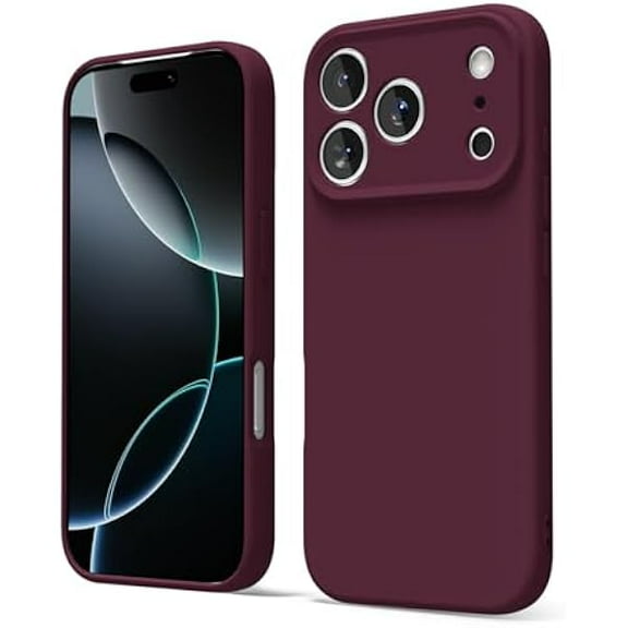 WEEKS for iPhone 17 Pro Max Phone Case Liquid Silicone, Cute Thin Slim Grip Soft Rubber Gel for Women Men, Smooth Matte TPU Plain Solid Color Girly Simple Case with Camera Cover, Burgundy Maroon
