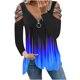 thumbnail image 1 of Blusa informal de manga larga con estampado degradado y cremallera suelta con cuello en V para mujer Pompotops gfhjh5128, 1 of 5