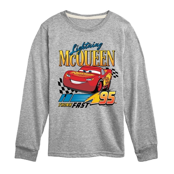 Cars - Lightning McQueen Think Fast - Youth Boys Long Sleeve Graphic T-Shirt