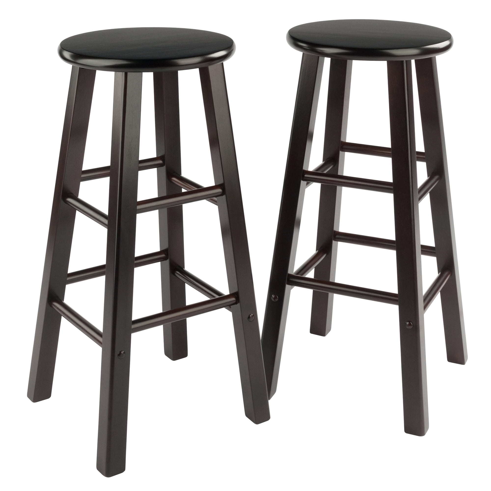 New Wood Kitchen Counter 2 Bar Stool Seat Leather Espresso Modern Stools 29" 