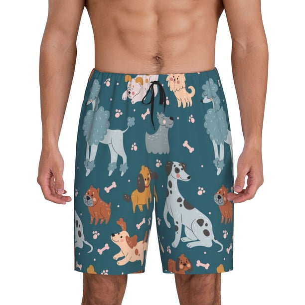 Balery Dogs Pantalones cortos de pijama de punto de algodón para hombre con cinturilla y bolsillos-Medium