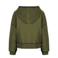 thumbnail image 6 of YUGYXL Fall Winter Cropped Hoodies for Women Casual Long Sleeve Drop Shoulders Hooded Pullover Loose Relaxed Sweatshirt Army Green XL, 6 of 7
