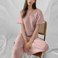 thumbnail image 6 of Tbopshirt Pajamas for Women Casual Homewear Short Sleeve Tops Trousers V-Neck Night Pajamas Suits,Womens Pajama Sets, 6 of 6
