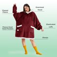 thumbnail image 2 of Cozy Comfort Wearable Blanket Hoodie, Sherpa Hoodie Blanket with Giant Pocket, Warm&cozy, Standard, Burgundy, 2 of 6