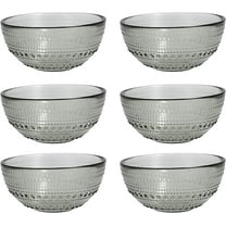 Fortessa Jupiter Vintage Glassware Collection 5 Inch Cereal Salad Dessert Snack All-Purpose Bowl 6 Pack, Smoke Gray, 14 Ounce (6 Pack)