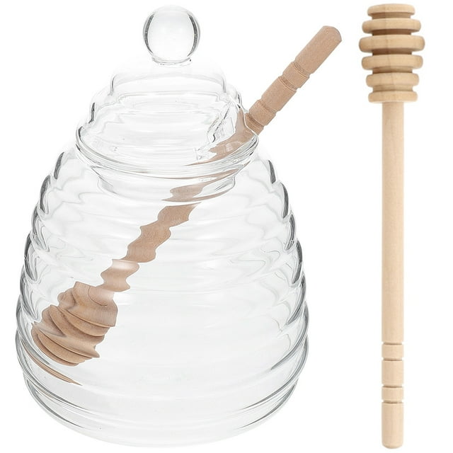 1 Set of Glass Honey Jar Jam Storage Jar Decorative Honey Container Multi-function Honey Jar with Dipper
