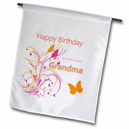 3dRose Image of Happy Birthday Worlds Best Grandma With Flourish - Garden Flag, 12 by
