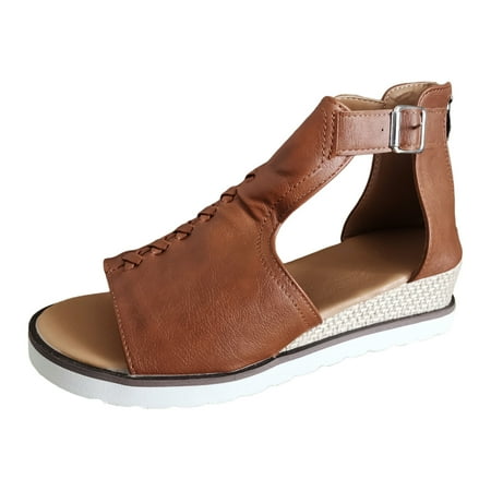 

Xboschi Womens Sandals Women s Platform Sandals Ladies Casual Solid Colour Splicing Hollow Out Fish Mouth Zipper Slope Heel High Top Sandals Sandals Boots