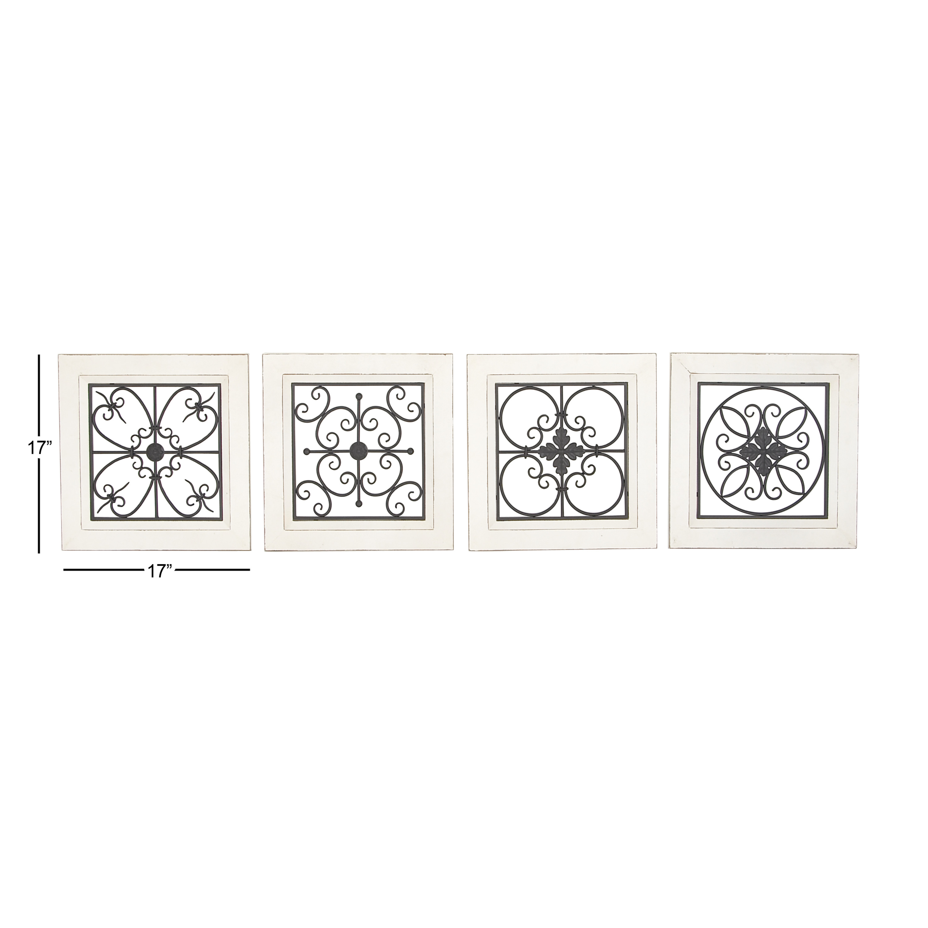 DecMode White Wood Scroll Wall Decor with Metal Relief (4 Count) - image 3 of 15