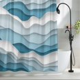 thumbnail image 2 of Blue Ombre Fabric Shower Curtain Geometric Abstract Sea Wave Washable Shower Curtains for Bathroom, Waterproof Bath Curtain with Hooks Home Decor 36x72in, 2 of 8