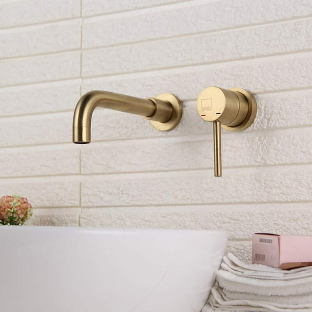 Wall Mounted Bathroom Faucet Brushed Gold