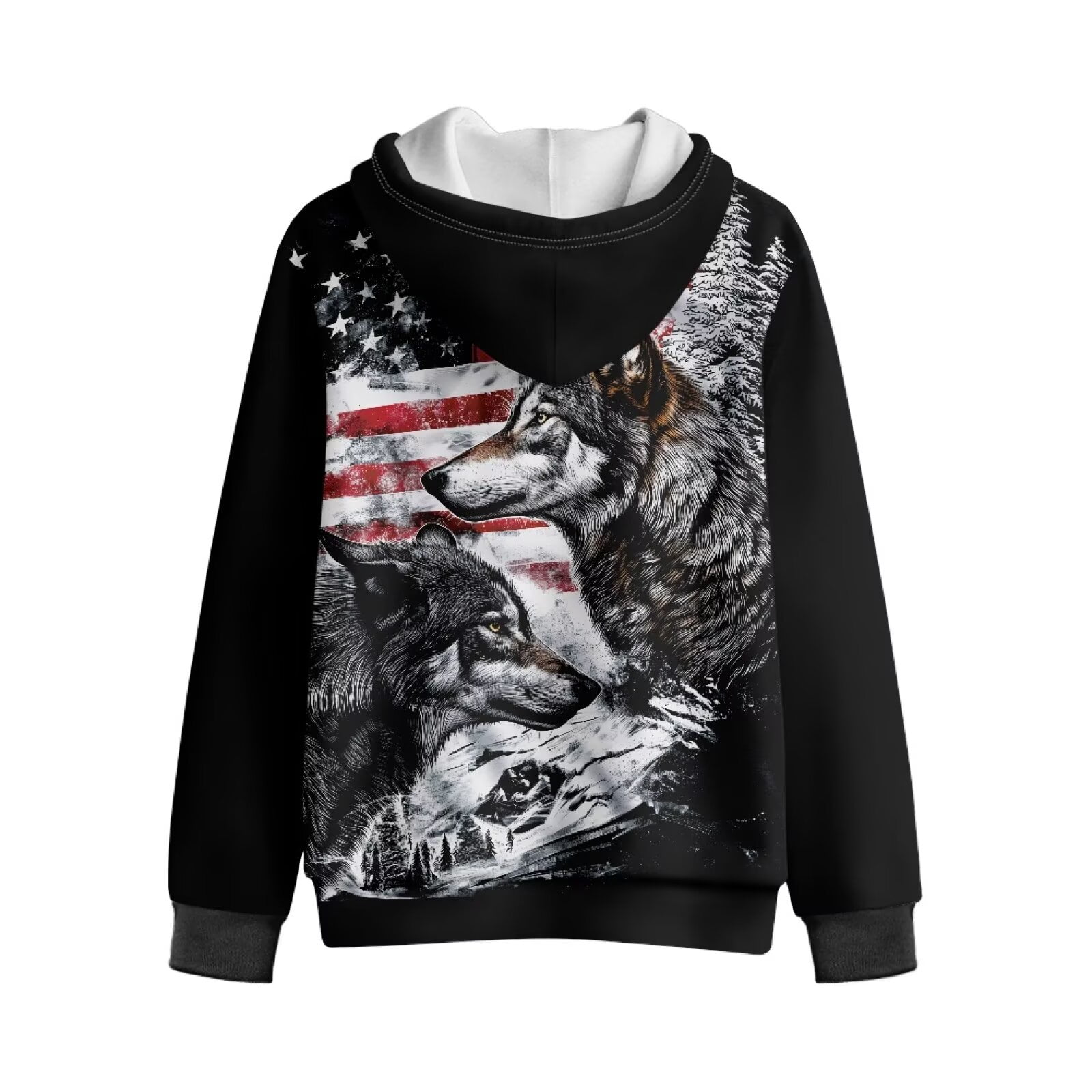 Uorisanigo Girls Boys Hoodie Hooded Sweatshirt Comfortable Zip Up Hoody Jacket Long Sleeve American Flag Wolf Sweatshirts Jackets Warm Shirt Fall Trendy Clothes