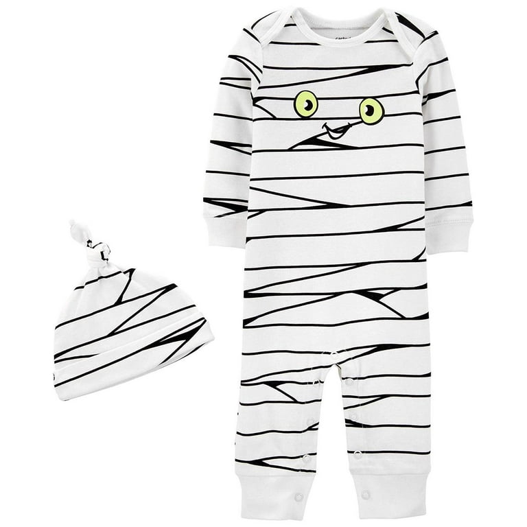 Carters Boys 0 24 Months Mummy Coverall Hat Set White 12 Months
