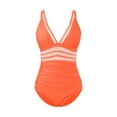 thumbnail image 4 of LEBONYARD Women’s Soft Cup One-Piece Swimsuit:Comfortable & Natural Fit,Fashion Women's Sleeveless Solid Bikini Set Swimsuit Push-Up Padded Swimwear Swimsuit Beachwear Orange M, 4 of 4