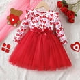 thumbnail image 2 of ASFGIMUJ Valentine's Day Toddler Girls Long Sleeve Hearts Prints Dresses Tulle Princess Dress 4 Years-5 Years Red, 2 of 7