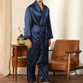 thumbnail image 4 of Hvyesh Men's Satin Robe with Pants Lightweight Silk Bath Robe Set Luxurious Kimono Nightgown Pajamas Bathrobes, 4 of 5