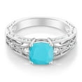 thumbnail image 2 of Gem Stone King 1.06 Ct Cushion Green Turquoise 925 Sterling Silver Ring (Size 5), 2 of 2
