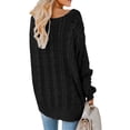 thumbnail image 2 of Plus Size Women Long Sleeve V-Neck Lace-Up Drawstring Cable Knit Sweater, 2 of 4