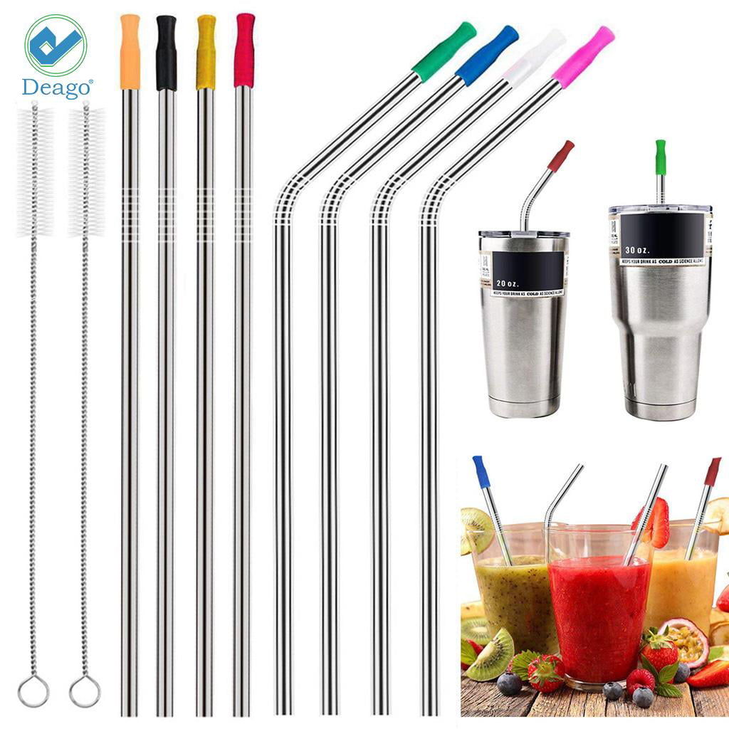 10.5"/9.5"/8.5" Drinking Smoothies Straw Stainless Steel Metal Straws Extra Wide 