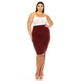 thumbnail image 4 of Women's Plus Size Solid Pencil Skirt with Banded Waist - Stretchy, 4 of 6