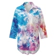 thumbnail image 7 of Renewold Womens Beach Cover Up Shirt Button Down Shirt Long Sleeve Beach Blouses Bathing Suit Cover Up with Pocket Lightweight Comfy Swimwear, Blue Purple White Galaxy Print, L, 7 of 7
