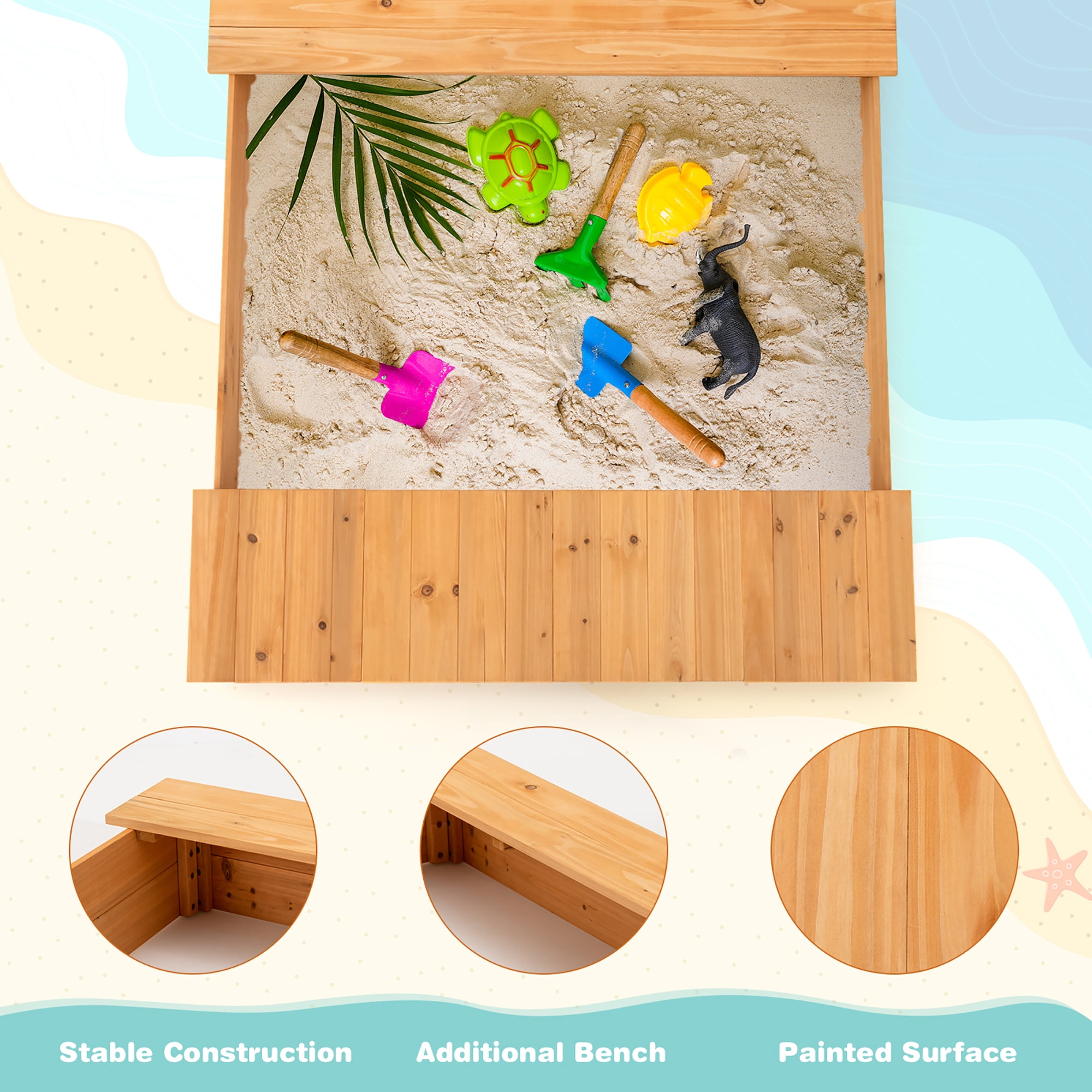 Costway Solid Crafted Sandbox for Ideal Gift Cedar Wood
